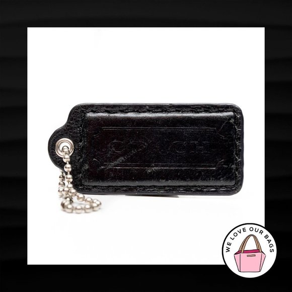 2.25" Medium COACH BLACK LEATHER KEY FOB BAG CHARM - Picture 1 of 1